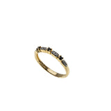 Indigo & A Touch Of Sparkle - Vintage Gold Plate Over Sterling Silver Natural Sapphire & Diamond Band Ring (VR1127)