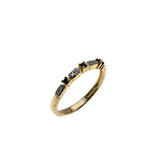 Indigo & A Touch Of Sparkle - Vintage Gold Plate Over Sterling Silver Natural Sapphire & Diamond Band Ring (VR1127)