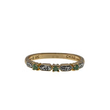 Everglade & A Touch of Sparkle - Vintage Gold Plate Over Sterling Silver Natural Emerald & Diamond Band Ring (VR1128)