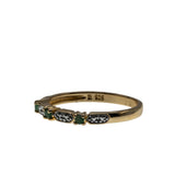 Everglade & A Touch of Sparkle - Vintage Gold Plate Over Sterling Silver Natural Emerald & Diamond Band Ring (VR1128)