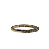 Everglade & A Touch of Sparkle - Vintage Gold Plate Over Sterling Silver Natural Emerald & Diamond Band Ring (VR1128)