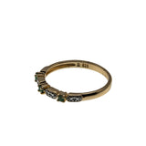 Everglade & A Touch of Sparkle - Vintage Gold Plate Over Sterling Silver Natural Emerald & Diamond Band Ring (VR1128)
