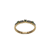 Everglade & A Touch of Sparkle - Vintage Gold Plate Over Sterling Silver Natural Emerald & Diamond Band Ring (VR1128)