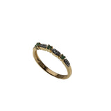 Everglade & A Touch of Sparkle - Vintage Gold Plate Over Sterling Silver Natural Emerald & Diamond Band Ring (VR1128)