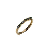 Everglade & A Touch of Sparkle - Vintage Gold Plate Over Sterling Silver Natural Emerald & Diamond Band Ring (VR1128)