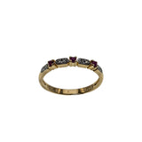 Crimson & A Touch Of Sparkle - Vintage Gold Plate Over Sterling Silver Natural Ruby & Diamond Band Ring (VR1129)