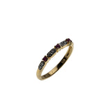 Crimson & A Touch Of Sparkle - Vintage Gold Plate Over Sterling Silver Natural Ruby & Diamond Band Ring (VR1129)