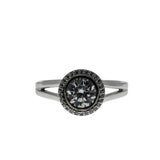 Brilliant Halo - Vintage Rhodium Plated Sterling Silver Cubic Zirconia Cluster Ring (VR1130)