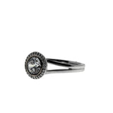 Brilliant Halo - Vintage Rhodium Plated Sterling Silver Cubic Zirconia Cluster Ring (VR1130)