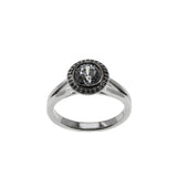 Brilliant Halo - Vintage Rhodium Plated Sterling Silver Cubic Zirconia Cluster Ring (VR1130)