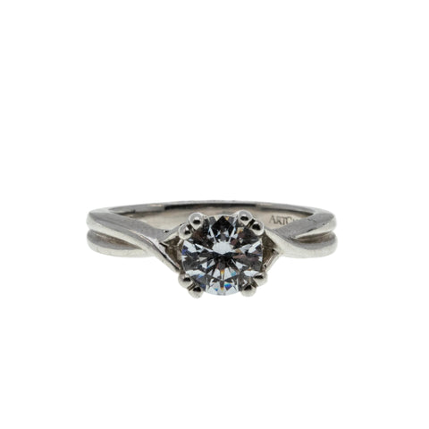 Brilliant Solitaire - Vintage Rhodium Sterling Silver Cubic Zirconia Engagement Ring (VR1131)