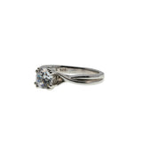 Brilliant Solitaire - Vintage Rhodium Sterling Silver Cubic Zirconia Engagement Ring (VR1131)