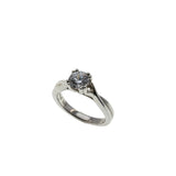 Brilliant Solitaire - Vintage Rhodium Sterling Silver Cubic Zirconia Engagement Ring (VR1131)