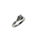 Brilliant Solitaire - Vintage Rhodium Sterling Silver Cubic Zirconia Engagement Ring (VR1131)