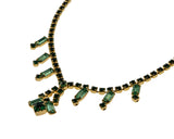 Rays Of Green - Vintage Signed 'Continental' Gold Plated Crystal Rhinestone Necklace (VN266)