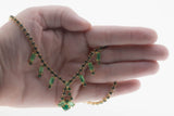 Rays Of Green - Vintage Signed 'Continental' Gold Plated Crystal Rhinestone Necklace (VN266)