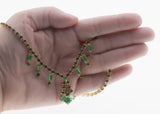 Rays Of Green - Vintage Signed 'Continental' Gold Plated Crystal Rhinestone Necklace (VN266)