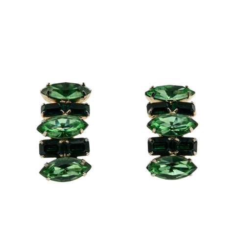 Coro - Vintage Gold Plated Crystal Rhinestone Linear Clip-On Earrings (VE537)