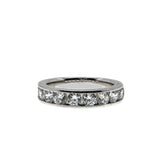 Silver & White - Vintage Rhodium Plated Sterling Silver Channel Set Cubic Zirconia Band Ring (VR1132)