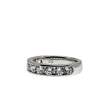 Silver & White - Vintage Rhodium Plated Sterling Silver Channel Set Cubic Zirconia Band Ring (VR1132)