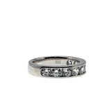 Silver & White - Vintage Rhodium Plated Sterling Silver Channel Set Cubic Zirconia Band Ring (VR1132)