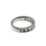 Silver & White - Vintage Rhodium Plated Sterling Silver Channel Set Cubic Zirconia Band Ring (VR1132)
