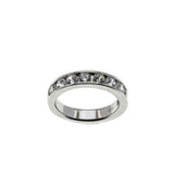 Silver & White - Vintage Rhodium Plated Sterling Silver Channel Set Cubic Zirconia Band Ring (VR1132)