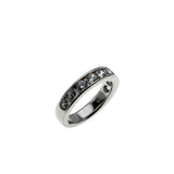 Silver & White - Vintage Rhodium Plated Sterling Silver Channel Set Cubic Zirconia Band Ring (VR1132)
