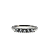 Five Stone Classic - Vintage Rhodium Plated Sterling Silver Cubic Zirconia Band Ring (VR1133)