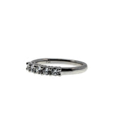 Five Stone Classic - Vintage Rhodium Plated Sterling Silver Cubic Zirconia Band Ring (VR1133)