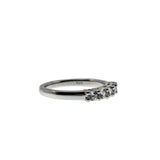 Five Stone Classic - Vintage Rhodium Plated Sterling Silver Cubic Zirconia Band Ring (VR1133)
