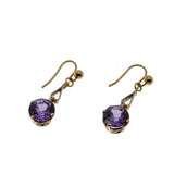 Color Change Adornments - Vintage English 9K Gold Alexandrite Dangly Earrings (VICE048)