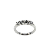 Five Stone Classic - Vintage Rhodium Plated Sterling Silver Cubic Zirconia Band Ring (VR1133)
