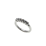 Five Stone Classic - Vintage Rhodium Plated Sterling Silver Cubic Zirconia Band Ring (VR1133)