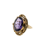 Violets & Lace - Vintage 10K Gold Amethyst Glass Filigree Ring (VR893)