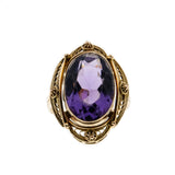Violets & Lace - Vintage 10K Gold Amethyst Glass Filigree Ring (VR893)