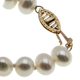 Girl With The Pearl Necklace - Vintage 10K Gold Cultured Pearl & Natural Diamond Bow Necklace (VN267)