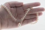 Girl With The Pearl Necklace - Vintage 10K Gold Cultured Pearl & Natural Diamond Bow Necklace (VN267)