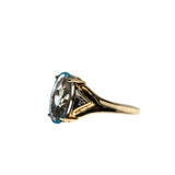 Swiss Blue - Vintage 10K Gold Natural Blue Topaz & Diamond Ring (VR1134)