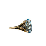 Swiss Blue - Vintage 10K Gold Natural Blue Topaz & Diamond Ring (VR1134)