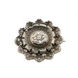 Hidden Secret - Victorian English Sterling Silver Engraved Repoussé Locket Brooch (VICBR027)