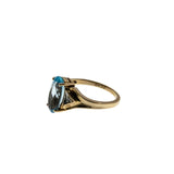 Swiss Blue - Vintage 10K Gold Natural Blue Topaz & Diamond Ring (VR1134)