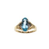 Swiss Blue - Vintage 10K Gold Natural Blue Topaz & Diamond Ring (VR1134)