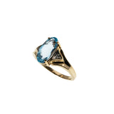 Swiss Blue - Vintage 10K Gold Natural Blue Topaz & Diamond Ring (VR1134)