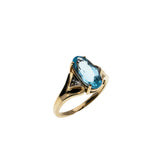 Swiss Blue - Vintage 10K Gold Natural Blue Topaz & Diamond Ring (VR1134)