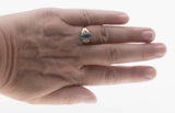 Swiss Blue - Vintage 10K Gold Natural Blue Topaz & Diamond Ring (VR1134)