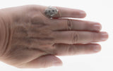 Jewelled Lace - Art Deco 18K White Gold Natural Diamond & Sapphire Filigree Ring (ADR298)