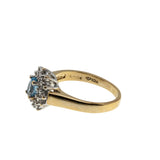 Water & Ice - Vintage 10K Gold Natural Swiss Blue Topaz & Diamond Cluster Ring (VR1136)