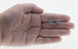 Water & Ice - Vintage 10K White Gold Natural Swiss Blue Topaz & Diamond Cluster Stud Earrings (VE540)
