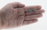 Water & Ice - Vintage 10K White Gold Natural Swiss Blue Topaz & Diamond Cluster Stud Earrings (VE540)